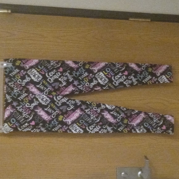 UNBRANDED black pink leggings Medium read measurements A-14 - Picture 1 of 1